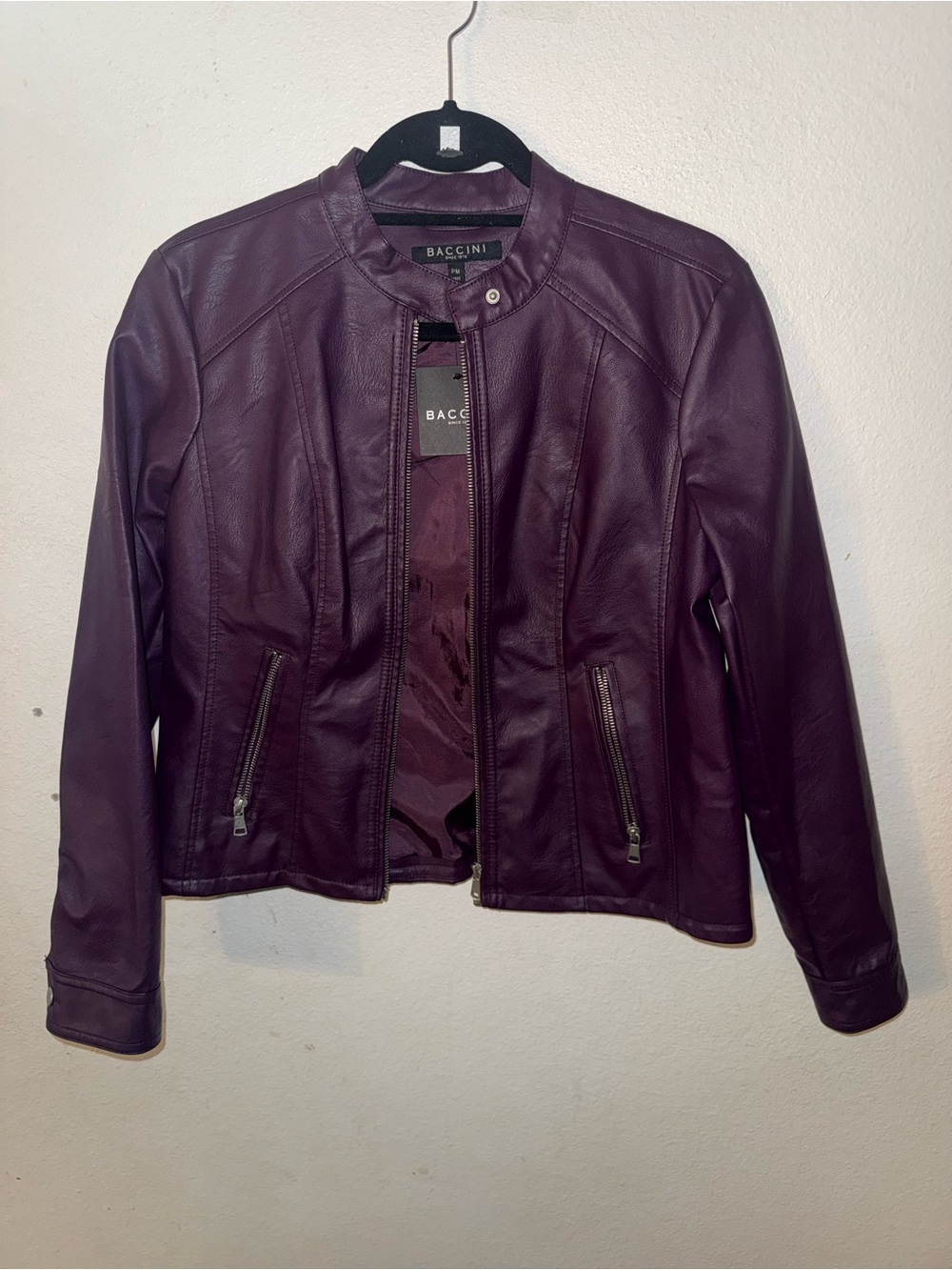 Baccini Women's Plum Faux Leather Zip-Front Jacket